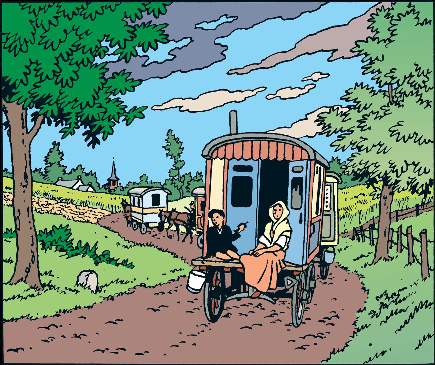 Dessin des tziganes dans Les Bijoux de la Castafiore